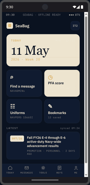 SeaBag dashboard