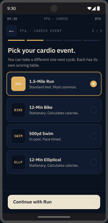 PFA cardio choice