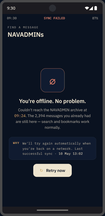 SeaBag offline sync state